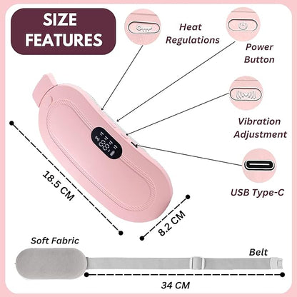 Wireless Heating Belt for Period Pain Relief – Adjustable Smart Warm Belt with 3 Heat Levels & Rechargeable Battery