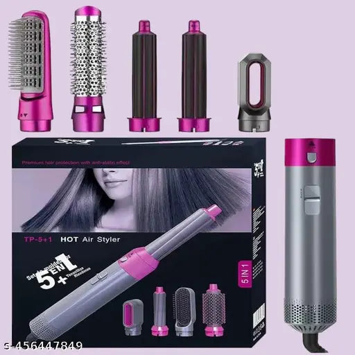 5-in-1 Hair Styler & Airwrap Multi-Functional Hot Air Brush – Curl, Smooth, Volumize & Dry