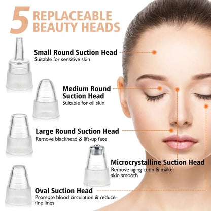 Multi-Functional Blackhead Remover Pore Vacuum with 5 Replaceable Tips