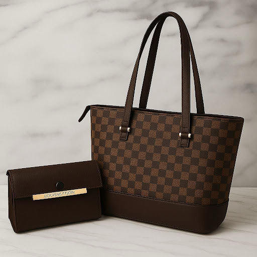 Luxury LV-Inspired Tote & Clutch Set – Women’s Designer Handbag