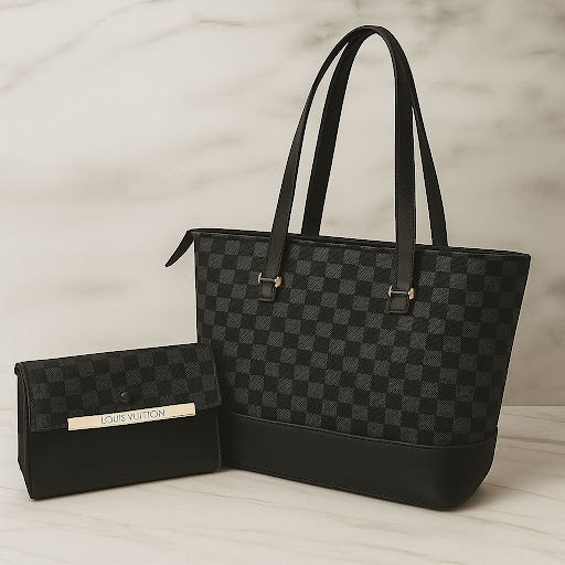 Luxury LV-Inspired Tote & Clutch Set – Women’s Designer Handbag