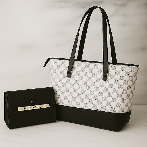 Luxury LV-Inspired Tote & Clutch Set – Women’s Designer Handbag